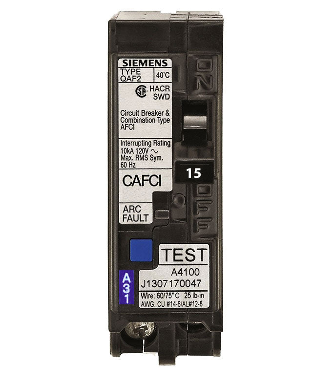 QA115AFCNCSA Siemens 15A 1 Pole Combination Arc Fault (AFCI) Breaker