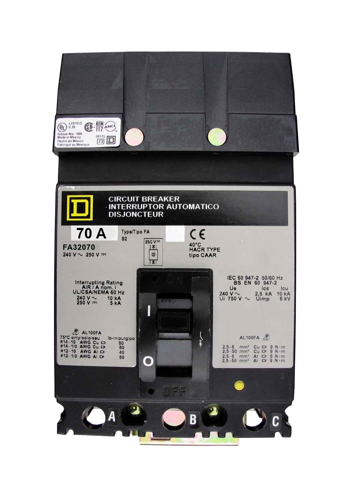 FA32070 - Square D - Molded Case
Circuit Breakers