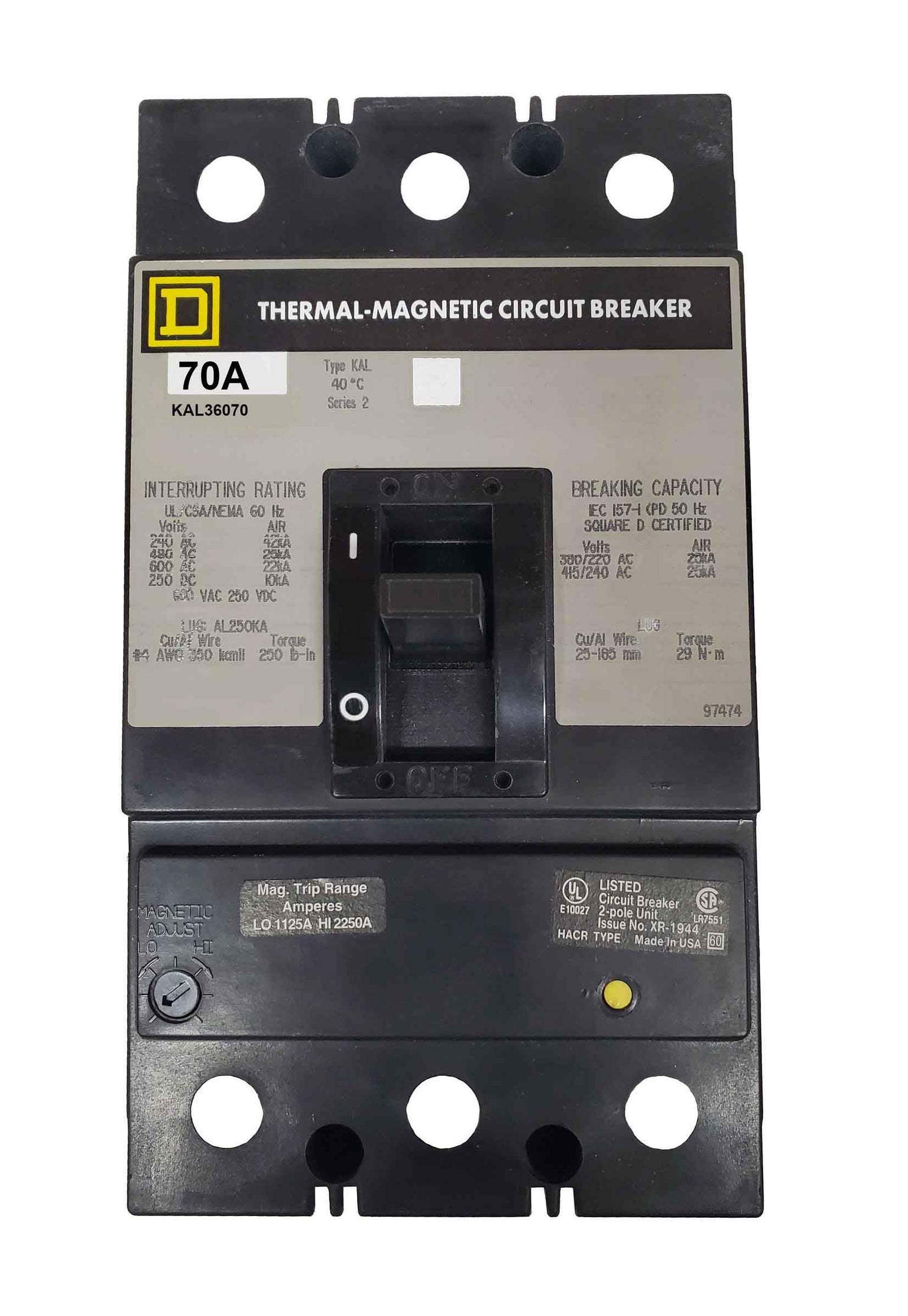 KAL36070 - Square D - Molded Case
Circuit Breakers