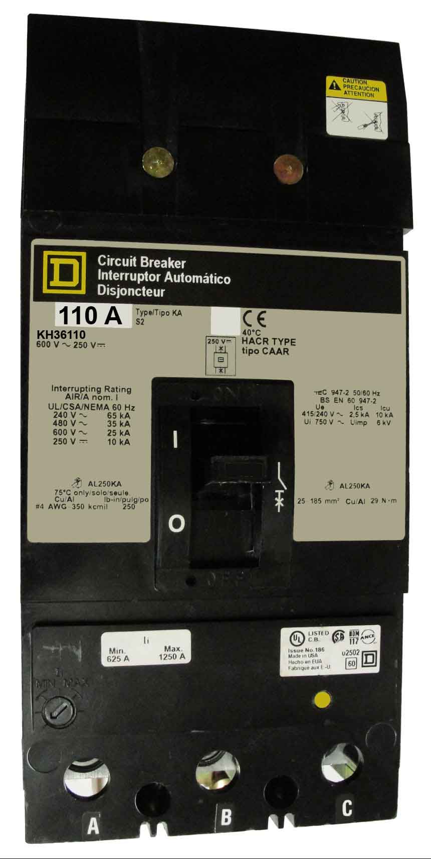 KH36110 - Square D - Molded Case
Circuit Breakers