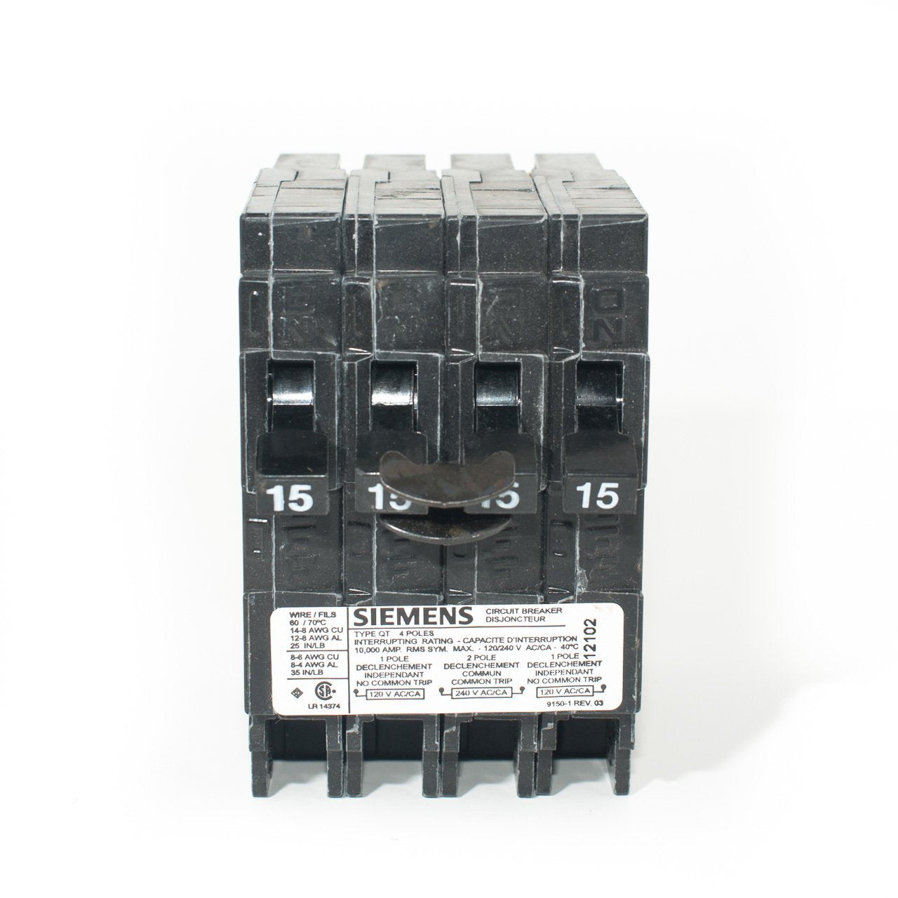 Q21515CTNC - Siemens - 15/15/15/15 amp Quad Circuit Breaker