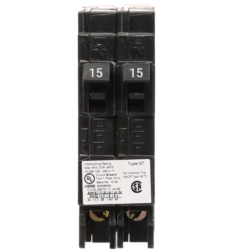 Q1515NC - Siemens Tandem 15/15 Amp Circuit Breaker – Canada Breakers