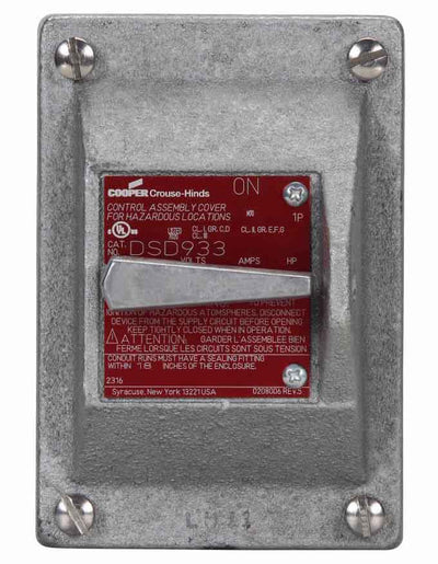 DSD933 - Crouse Hinds 20 Amp 1 Pole 277 Volt Switch Cover and Device Sub-Assembly