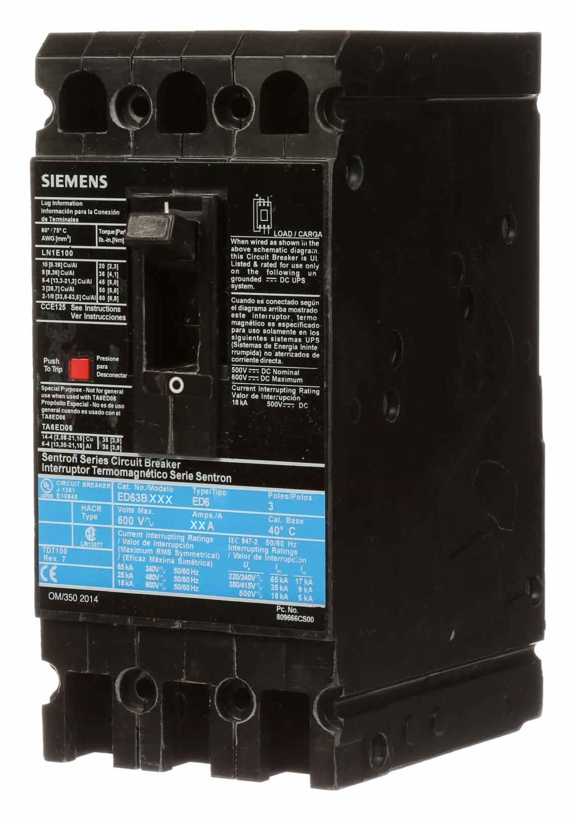 ED63B110 - Siemens - Molded Case Circuit Breaker