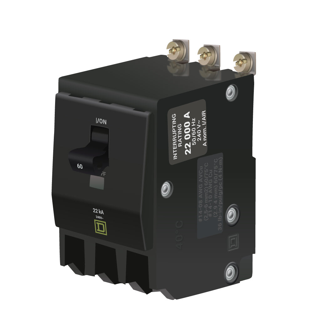 Square D QOB360VH 60 Amp 3-Pole Bolt-On Circuit Breaker, 240V, 22kA - New Takeout