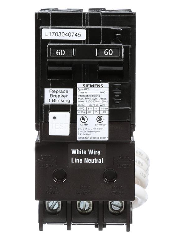 Q260GFCSA - Siemens 60 ACSAmp Double Pole 240 Volt GFCI Circuit BreACSAker