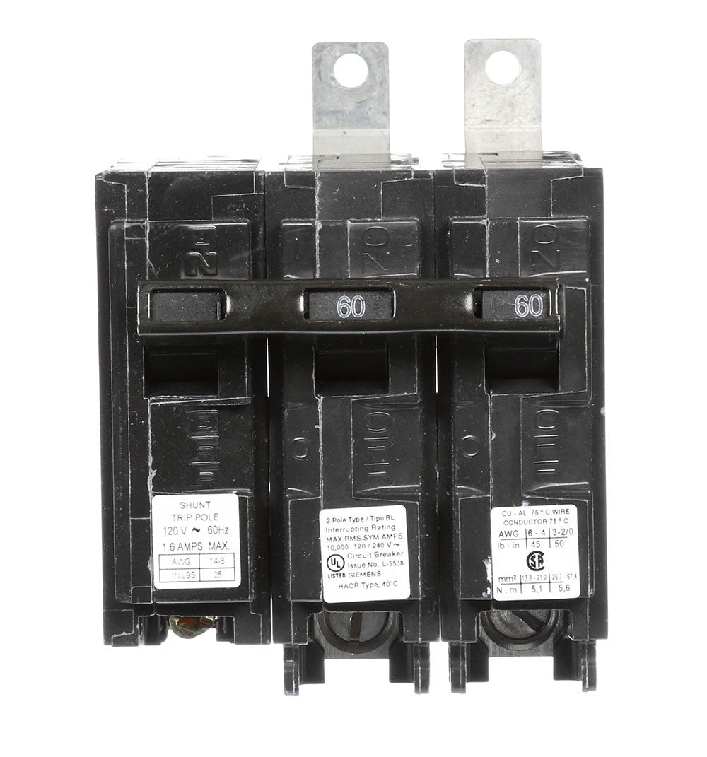 B26000S01 - Siemens - 60 Amp Shunt Trip Circuit Breaker