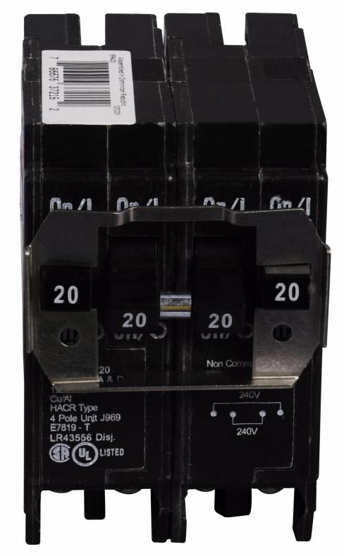 BR420 - Eaton Cutler-Hammer 20 Amp 4 Pole 240 Volt Molded Case Circuit Breakers
