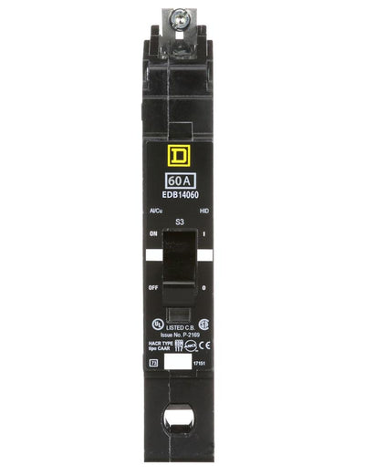 EDB14060 - Square D 60 Amp 1 Pole 277 Volt Bolt-On Molded Case Circuit Breaker