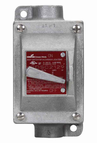 EDSC2129 - Crouse Hinds 20 Amp 1 Pole 277 Volt Snap Switch Control Station
