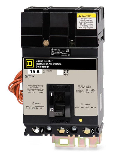 FC34015G - Square D 15 Amp 3 Pole 480 Volt Molded Case Circuit Breaker