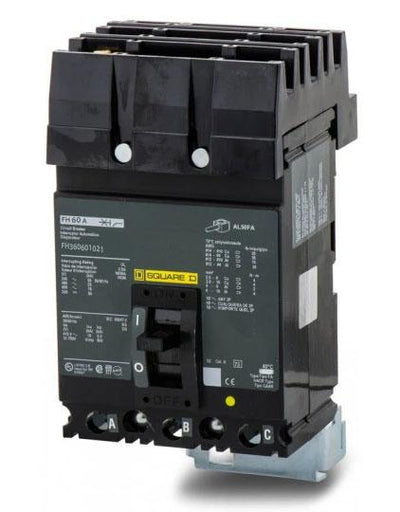 FH360601021 - Square D 60 Amp 3 Pole 600 Volt Molded Case Circuit Breaker