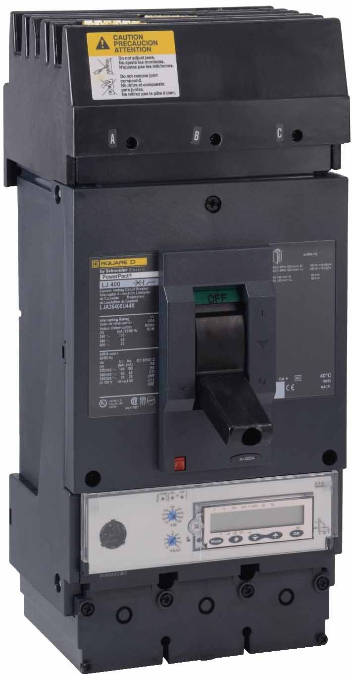 LJA36400U44X - Square D 400 Amp 3 Pole 600 Volt Molded Case Circuit Breaker