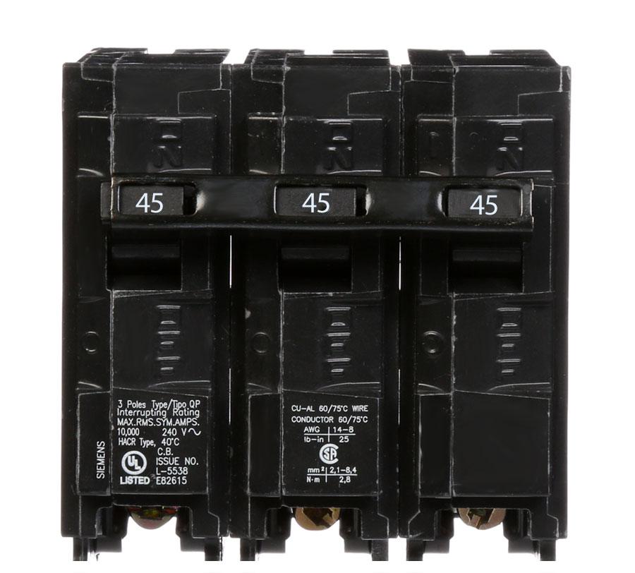 Q345 - Siemens 45 Amp 3 Pole Circuit Breaker