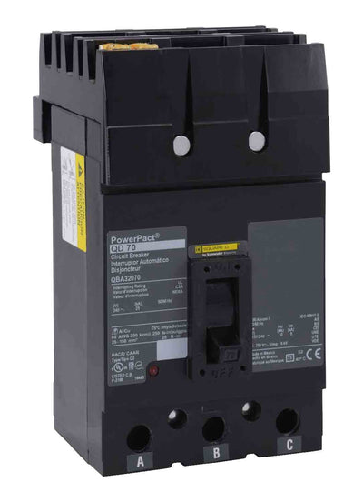 QBA32070 - Square D 70 Amp 3 Pole 240 Volt Molded Case Circuit Breaker