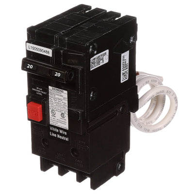 QE220 - Siemens 20 Amp 2 Pole 240 Volt Ground Fault Equipment Protection Circuit Breaker