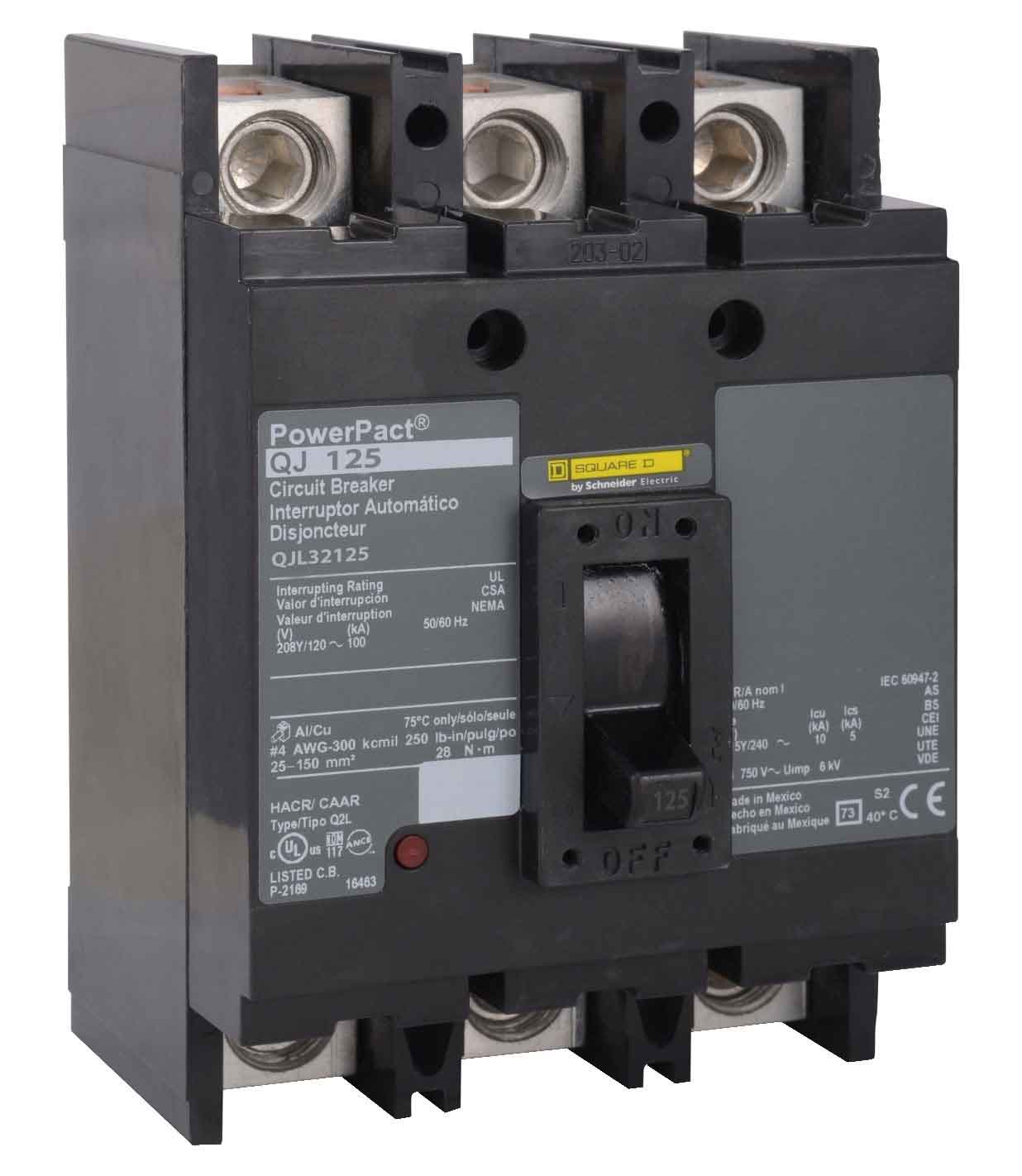 QJL32125 - Square D 125 Amp 3 Pole 240 Volt Molded Case Circuit Breaker