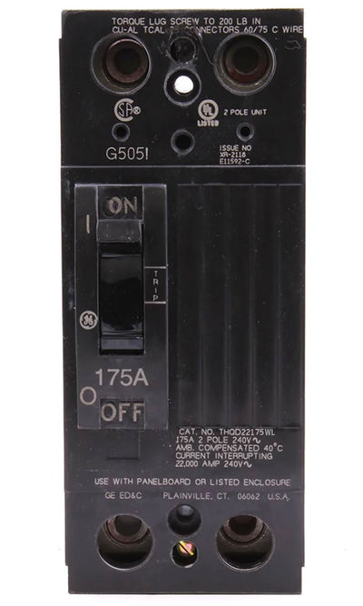 THQD22175WL - GE 175 Amp 2 Pole 240 Volt Molded Case Circuit Breaker