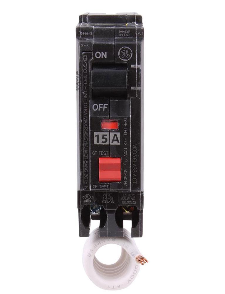 THQL1115GFEP - GE - 15 Amp 30 mA Ground Fault (GFCI) Breaker