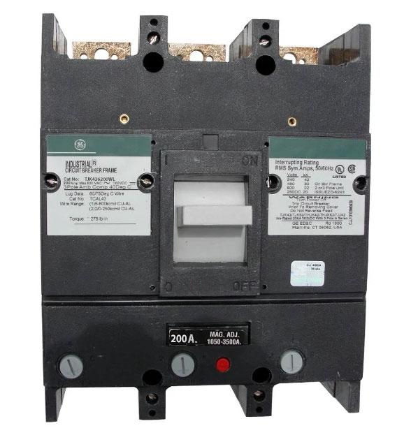 TJK436200WL - General Electric 200 Amp 3 Pole 600 Volt Thermal Magnetic Circuit Breaker