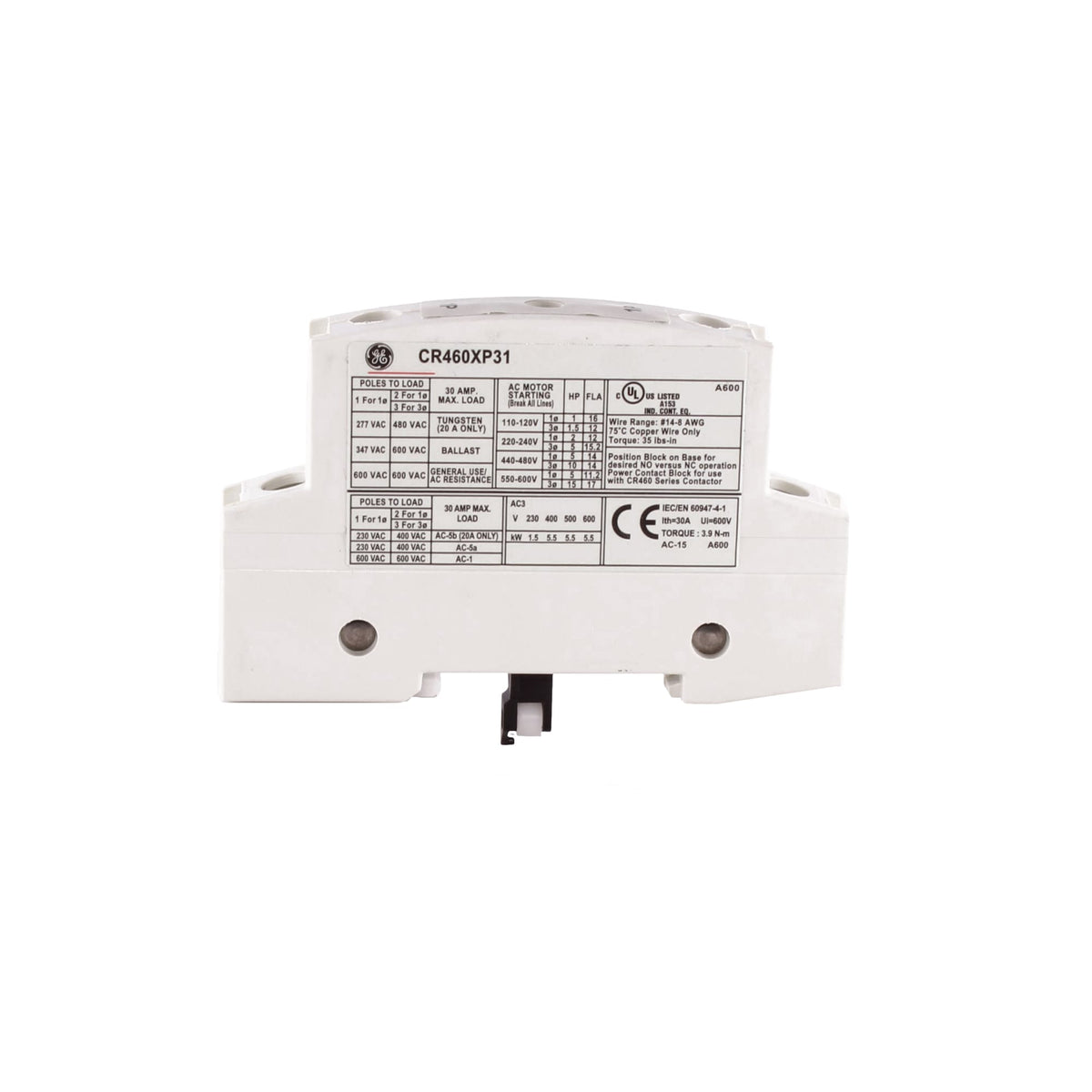 Cr Contactor CR460XP31 - General Electrics - Contactor And Motor Starter Auxiliary ...