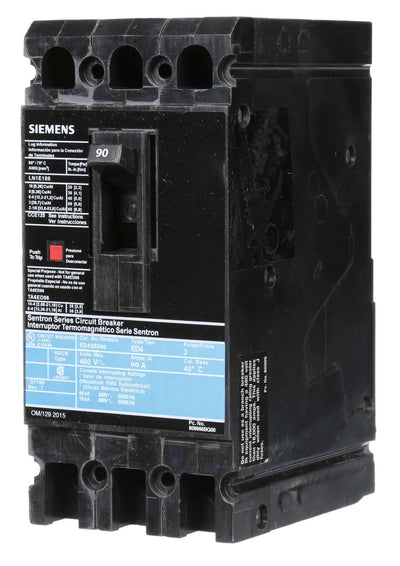 ED43B090 - Siemens 90 Amp 3 Pole 480 Volt Bolt-On Molded Case Circuit Breaker
