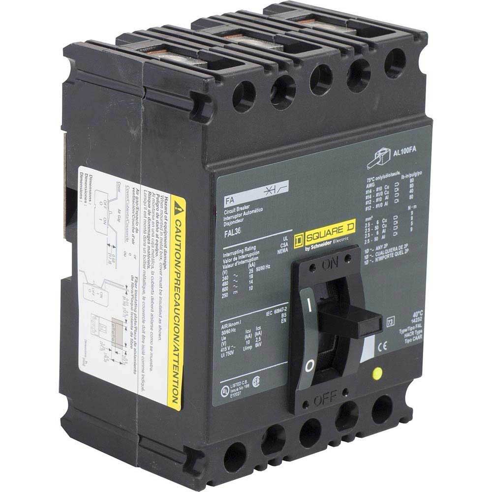 FAL36050 - Square D 50 Amp 3 Pole 600 Volt Lug Molded Case Circuit Breaker