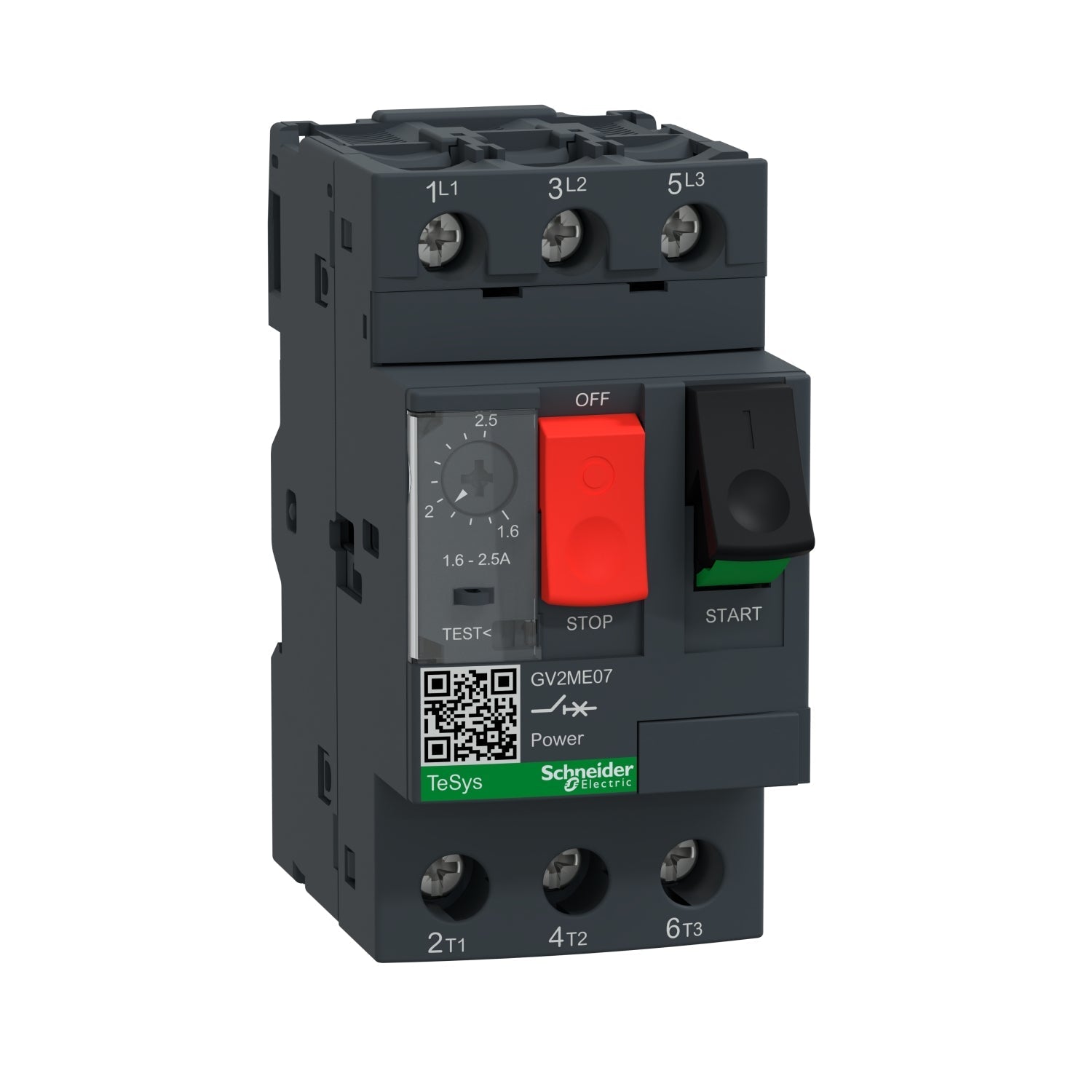 GV2ME07 - Square D 2 Amp 3 Pole 600 Volt Electric Motor Starter