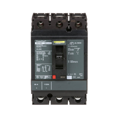 HDL36060 - Square D 60 Amp 3 Pole 600 Volt Molded Case Circuit Breaker