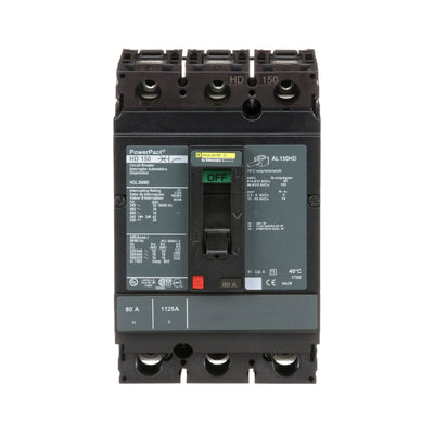 HDL36080 - Square D 80 Amp 3 Pole 600 Volt Molded Case Circuit Breaker