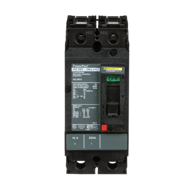 HGL26015 - Square D 15 Amp 2 Pole 600 Volt Plug-In Molded Case Circuit Breaker