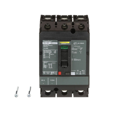 HGL36080 - Square D 80 Amp 3 Pole 600 Volt Molded Case Circuit Breaker