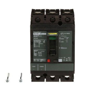HGL36125 - Square D 125 Amp 3 Pole 600 Volt Molded Case Circuit Breaker