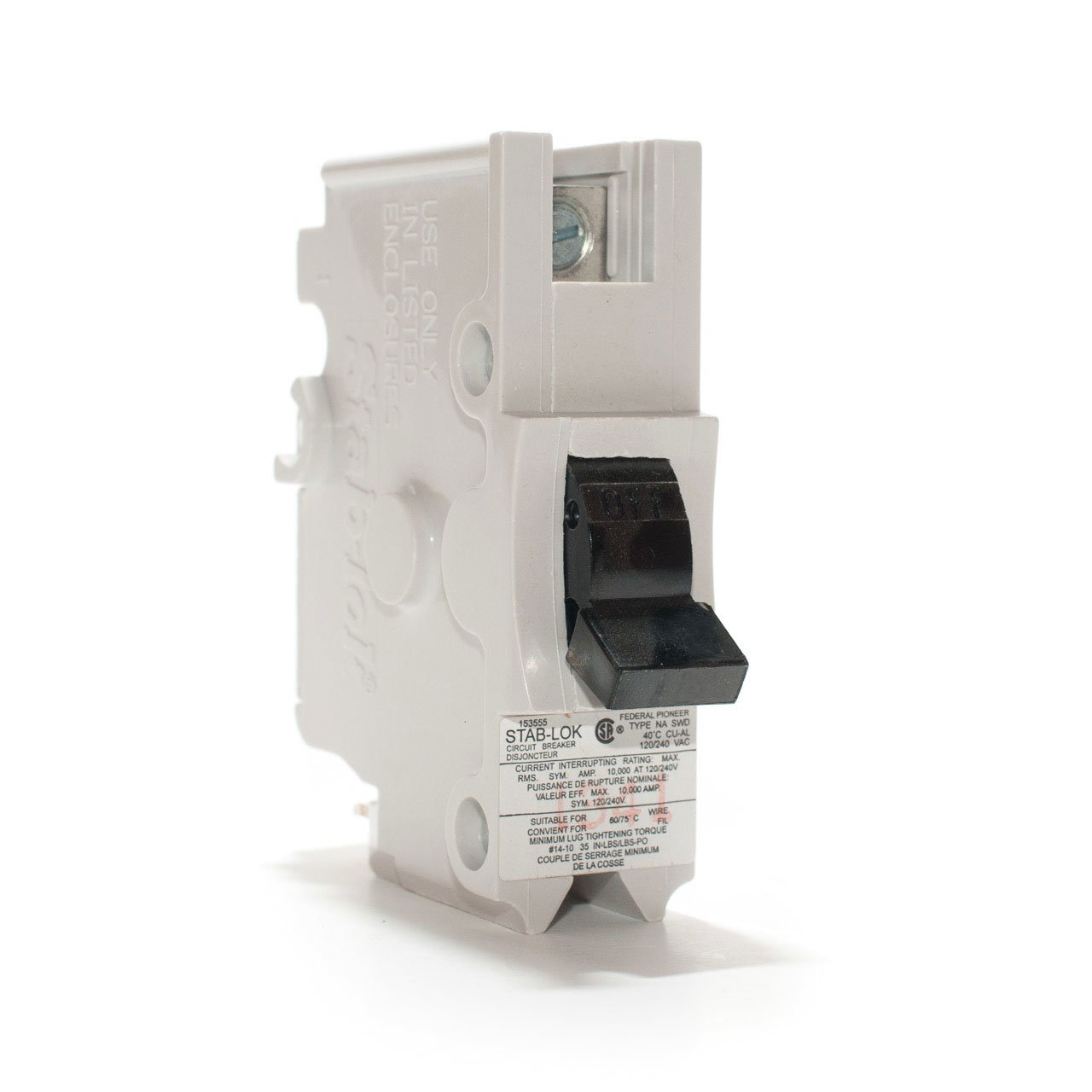 NA40 - Federal Pioneer 40 Amp Single Pole Circuit Breaker