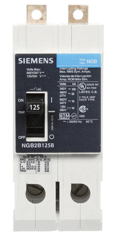 NGB2B125 - Siemens - Molded Case Circuit Breaker