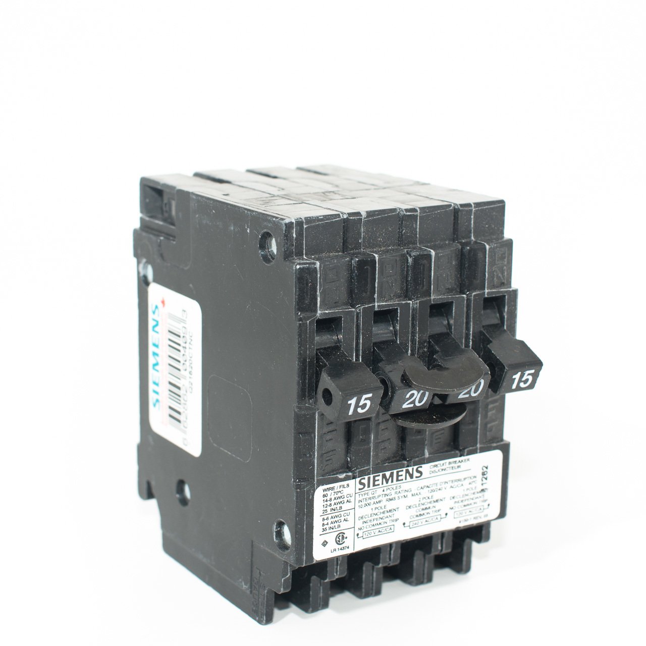 Q21515CTNC - Siemens Quad 15/20/20/15 amp Circuit Breaker