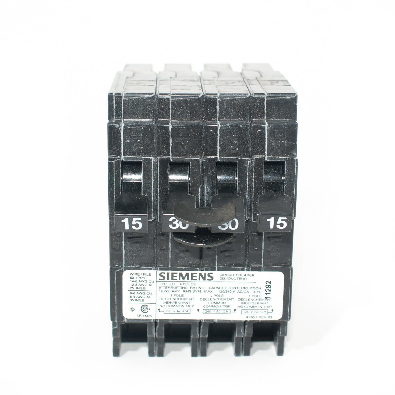 Q21530CTNC - Siemens Quad 15/30/30/15 amp Circuit Breaker