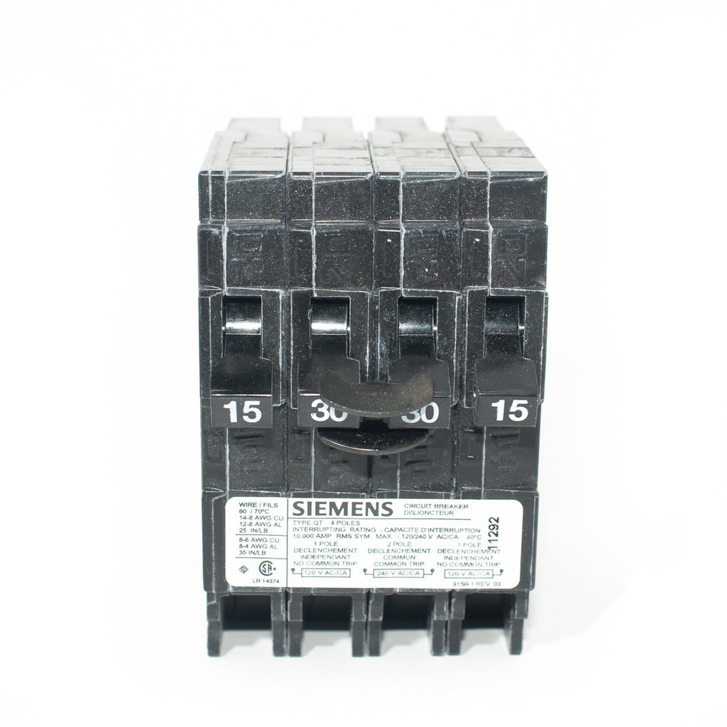 Q21530CTNC - Siemens - 15/30/30/15 amp Quad Circuit Breaker