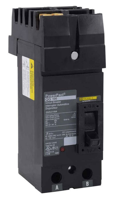 QGA221004 - Square D 100 Amp 2 Pole 240 Volt Molded Case Circuit Breaker