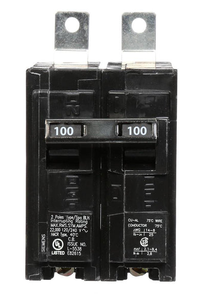 B2100H - Siemens 100 Amp 2 Pole 240 Volt Molded Case Circuit Breaker