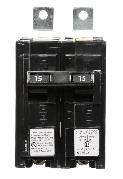 B215HH - Siemens 15 Amp 2 Pole 240 Volt Molded Case Circuit Breaker