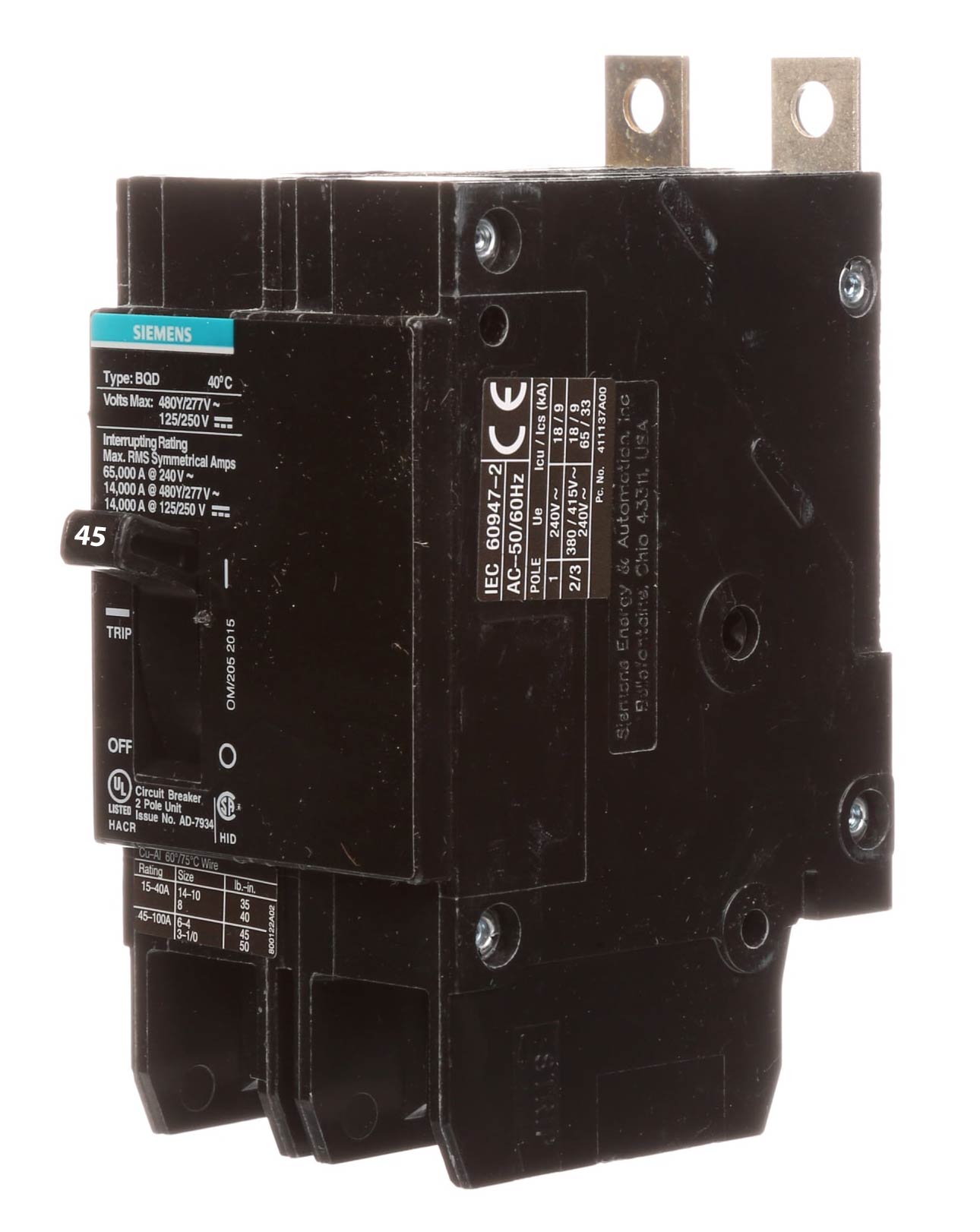 BQD245 - Siemens - 45 Amp Molded Case Circuit Breaker