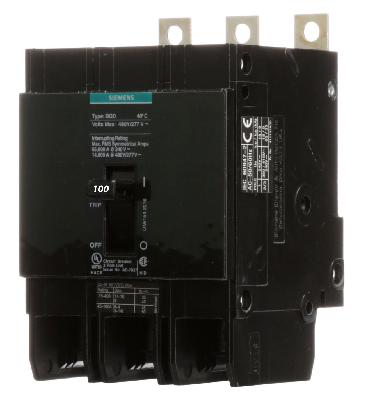 BQD3100 - Siemens - 100 Amp Molded Case Circuit Breaker