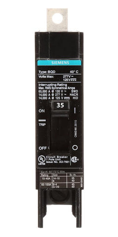 BQD6135 - Siemens 35 Amp 1 Pole 347 Volt Bolt-On Molded Case Circuit Breaker