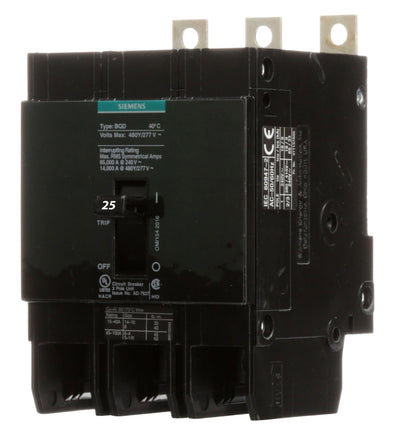 BQD6325 - Siemens 25 Amp 3 Pole 600 Volt Bolt-On Molded Case Circuit Breaker