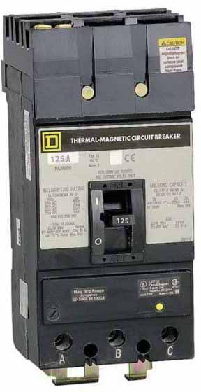 KAL36125 - Square D 125 Amp 3 Pole 600 Volt Molded Case Circuit Breaker