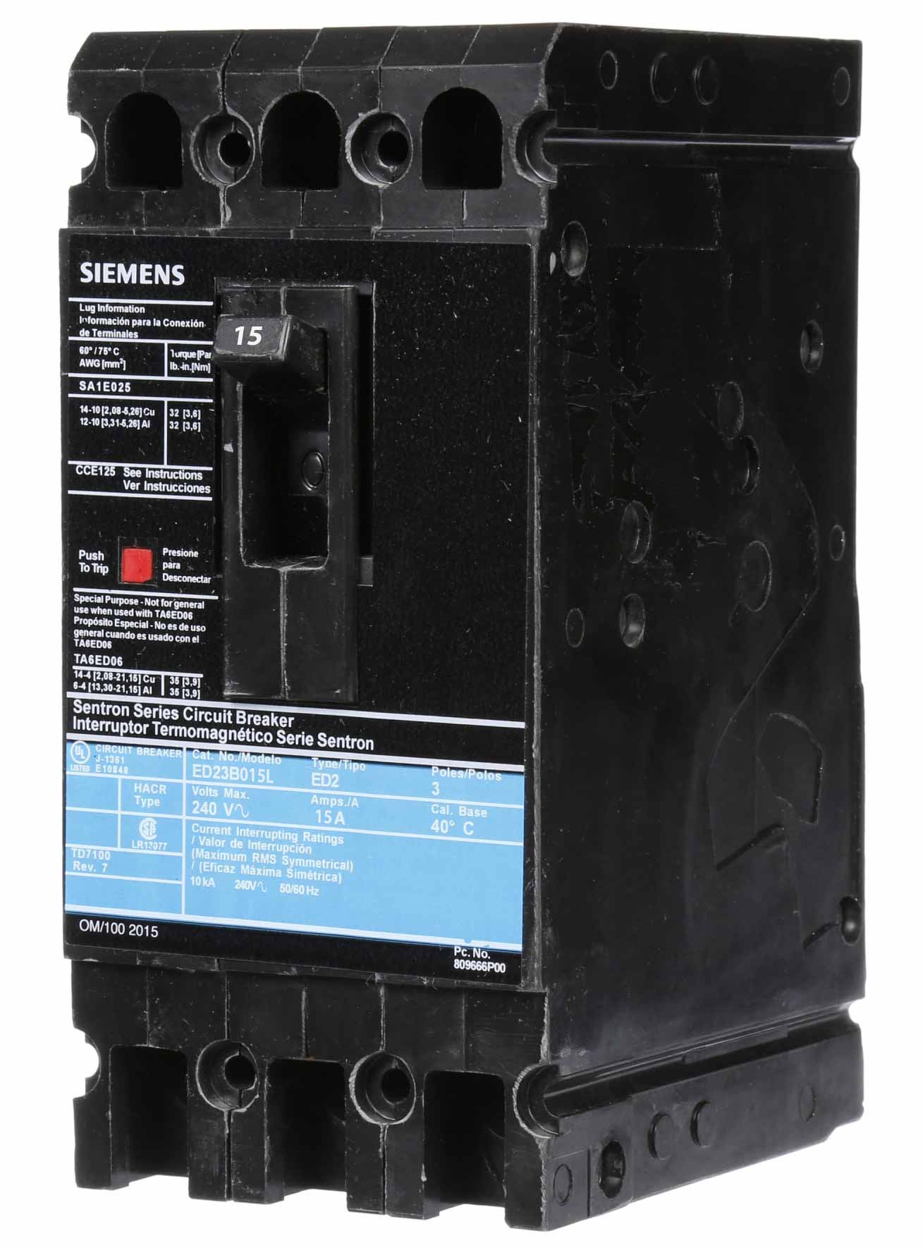 ED23B015 - Siemens - Molded Case Circuit Breaker