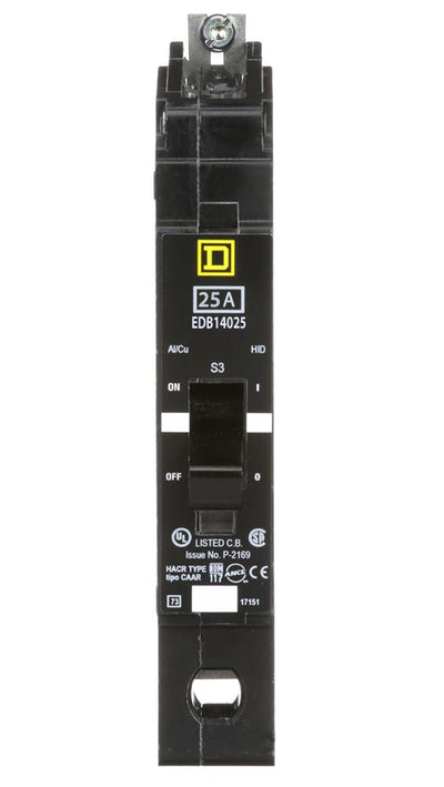 EDB14025 - Square D 25 Amp 1 Pole 277 Volt Bolt-On Circuit Molded Case Breaker
