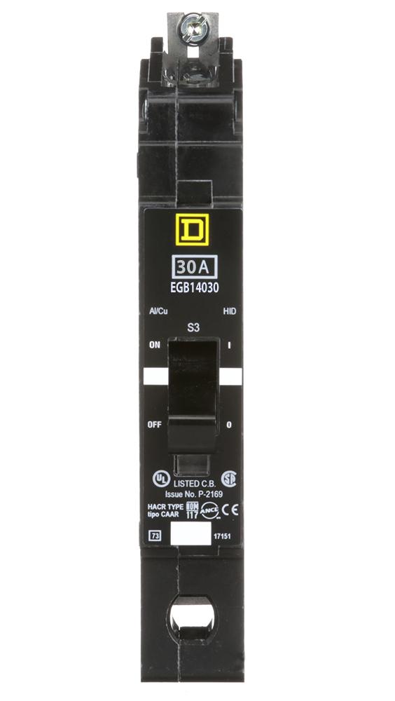 EGB16030 - Square D 30 Amp 1 Pole 347 Volt Bolt-On Circuit Molded Case Breaker