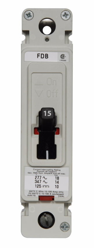 FDB1015 - Eaton Cutler-Hammer 15 Amp 1 Pole 347 Volt Molded Case Circuit Breaker